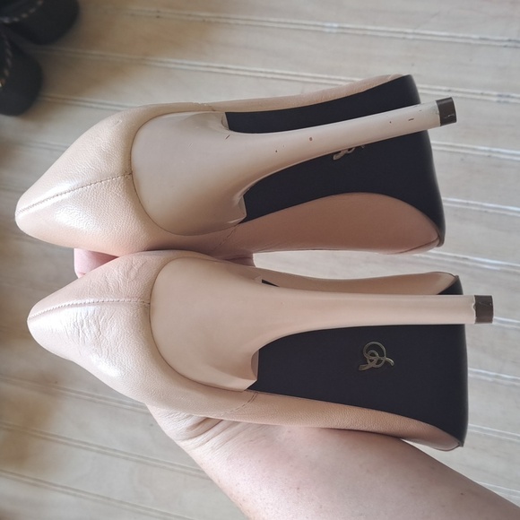 Rachel Roy Leather Soft Blush Pink Open-toe Stiletto High Heel Pumps Designer - Picture 6 of 15